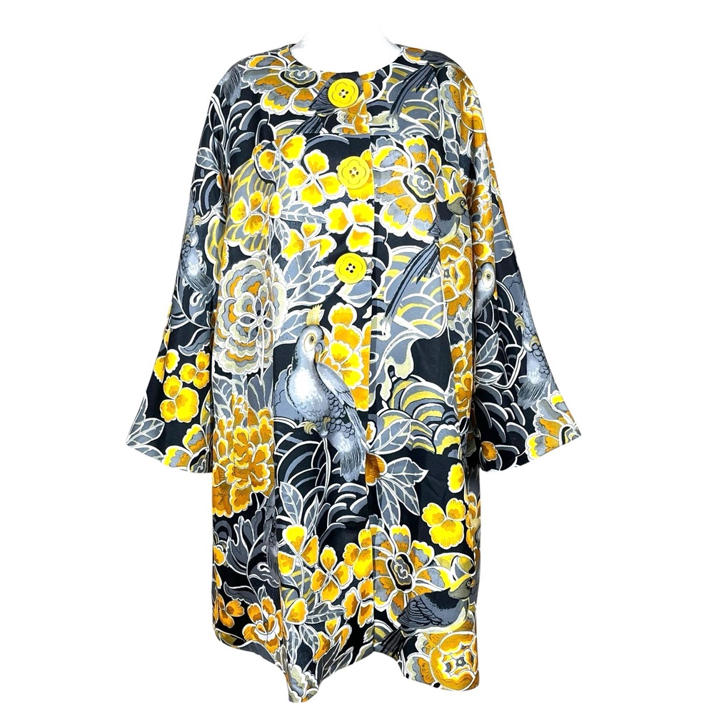 Rara Avis by Iris Apfel Twill Jacket Size XL Artsy Bold Floral Exotic Birds NEW